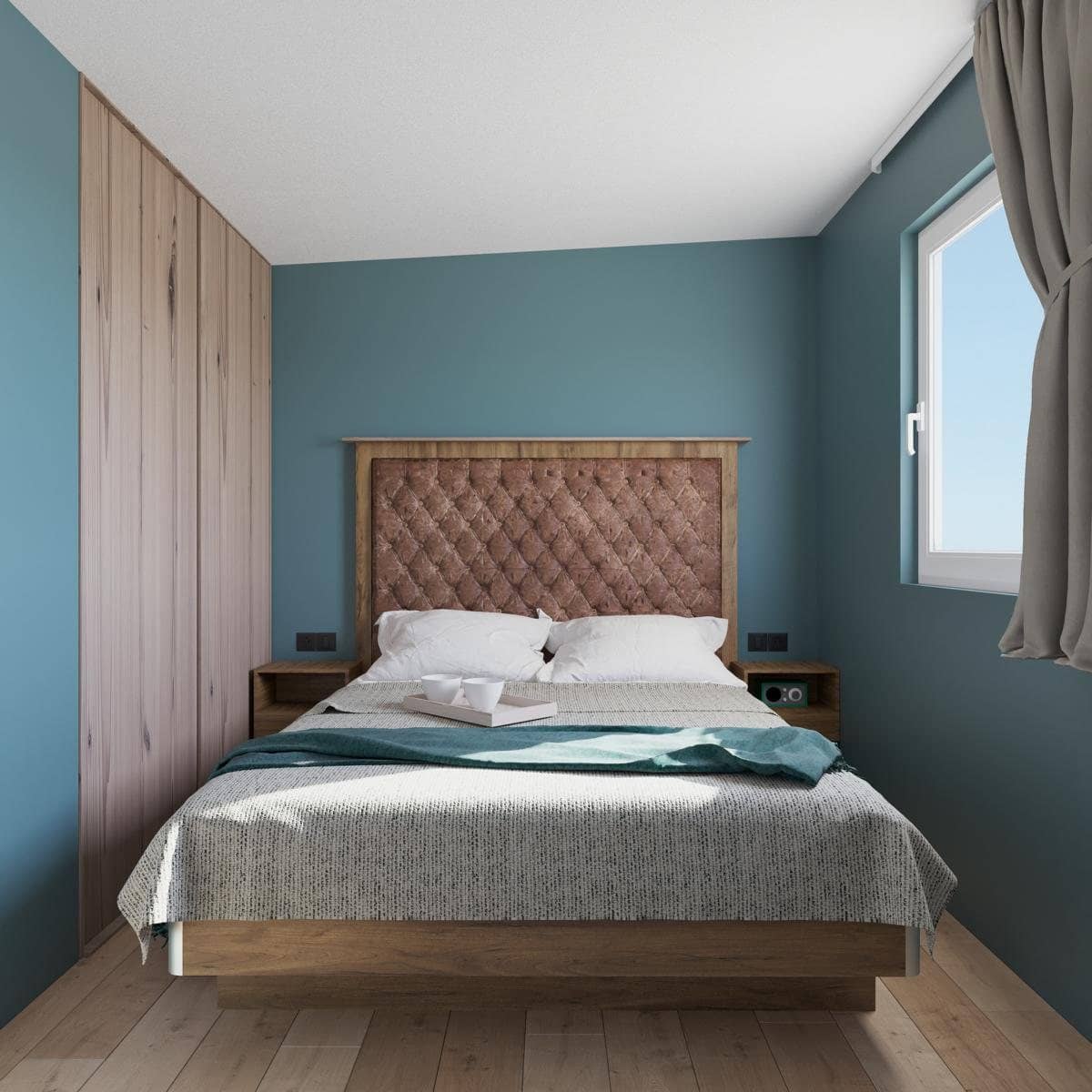 Schlafzimmer mit Doppelbett im Skia