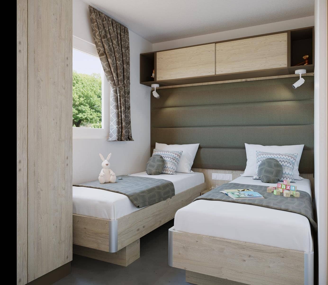 Zweites Schlafzimmer mit zwei Einzelbetten im Vertix